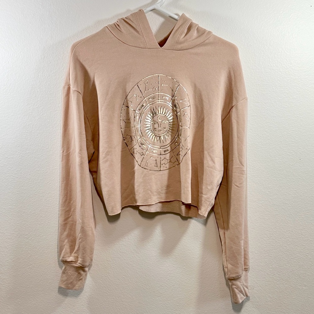 Sugar & Jade Girls L (12/14) Cropped Hooded Sweatshirt Astrology Graphic